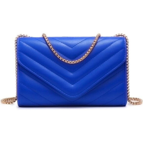 ⚡ Women's Blue Stylish Evening Clutch Chain Shoulder Strap Crossbody Bag - Picture 1 of 6